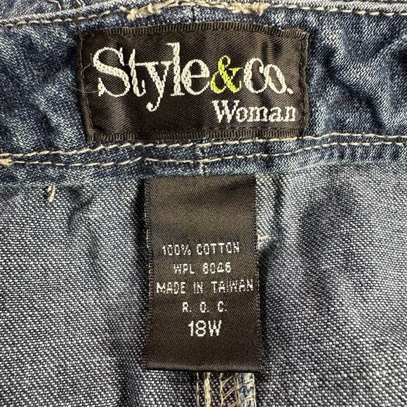 Style & Co Woman Size 18W Blue Jean Denim Skirt Long Modest Side Slits 38x33.5 - Picture 7 of 8
